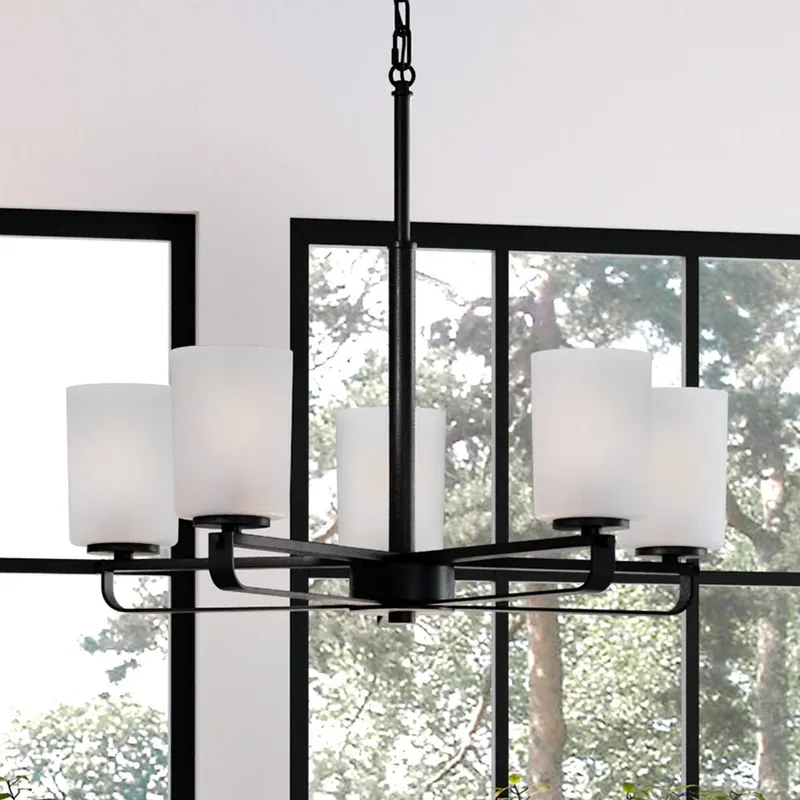 UHP4108 Modern Chandelier 18.625''H x 24''W, Midnight Black Finish, Broome Collection — Urban Ambiance LED Landscape Lights 100.0W 3000K