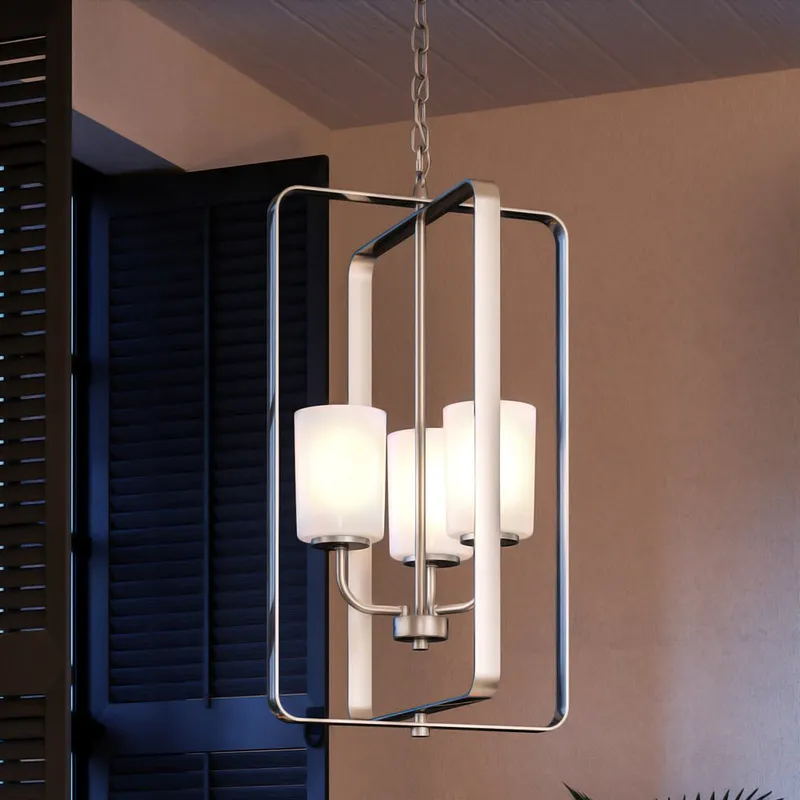UHP4102 Modern Chandelier 25.625''H x 16''W, Brushed Nickel Finish, Broome Collection — Urban Ambiance LED Landscape Lights 100.0W 3000K