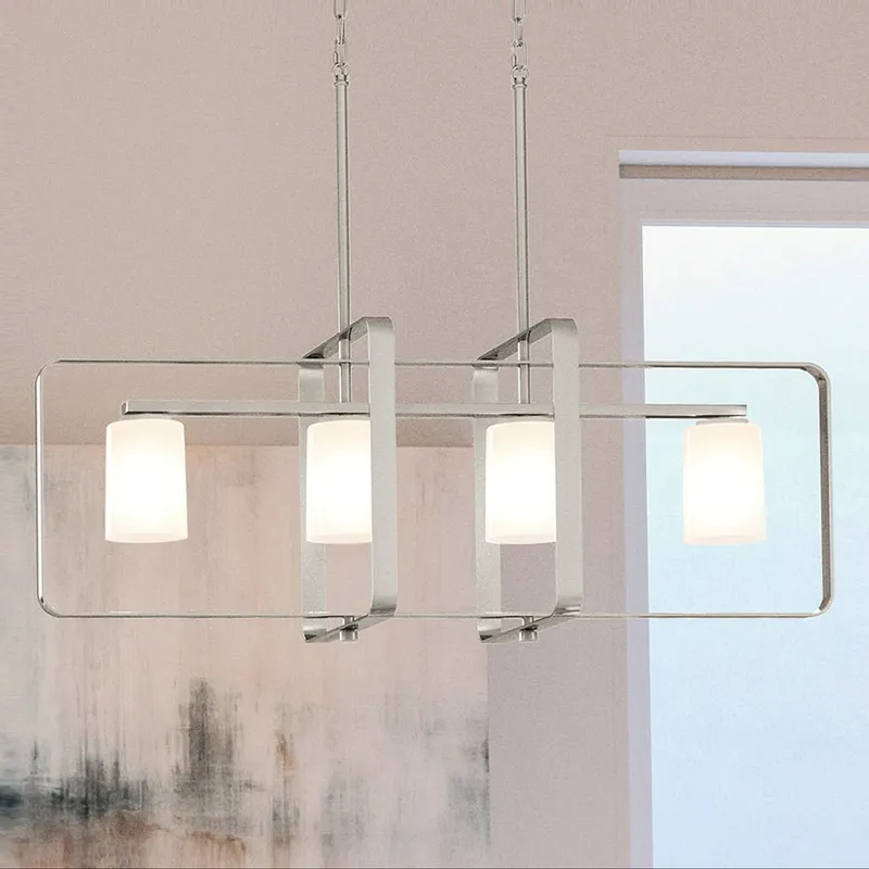 UHP4101 Modern Chandelier 14.5''H x 39.75''W, Brushed Nickel Finish, Broome Collection — Urban Ambiance LED Linear Lights 100.0W 3000K