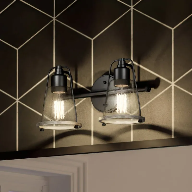 UHP4075 Coastal Bath Light 8.25''H x 15''W, Midnight Black Finish, Kempsey Collection — Urban Ambiance LED Linear Lights 100.0W 3000K