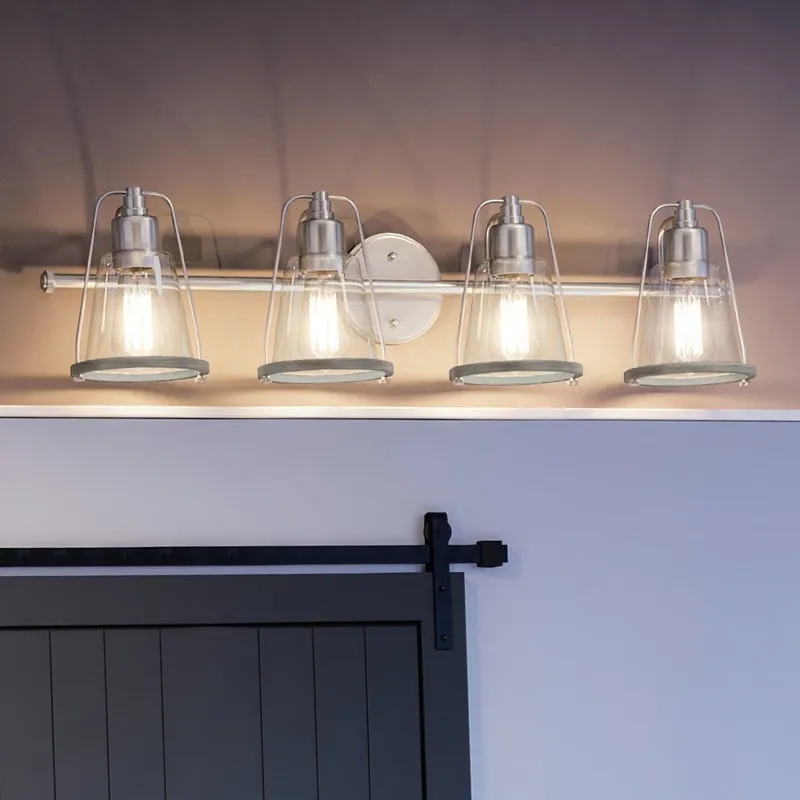 UHP4073 Coastal Bath Light 8.25''H x 33''W, Brushed Nickel Finish, Kempsey Collection — Urban Ambiance LED Linear Lights 100.0W 3000K