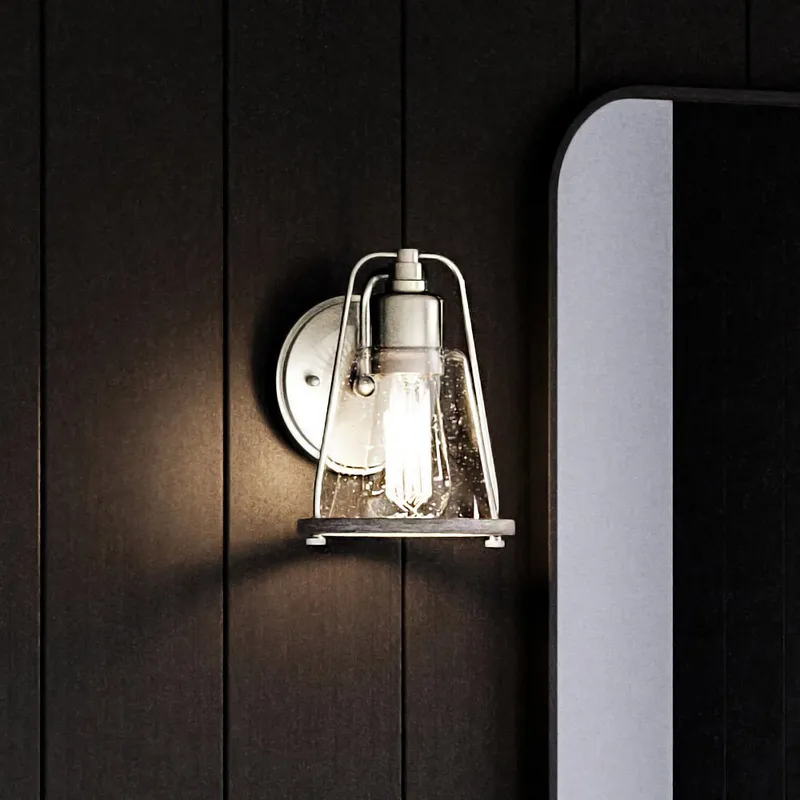 UHP4070 Coastal Wall Sconce 8.25''H x 6''W, Brushed Nickel Finish, Kempsey Collection — Urban Ambiance LED Wall Lights 100.0W 3000K