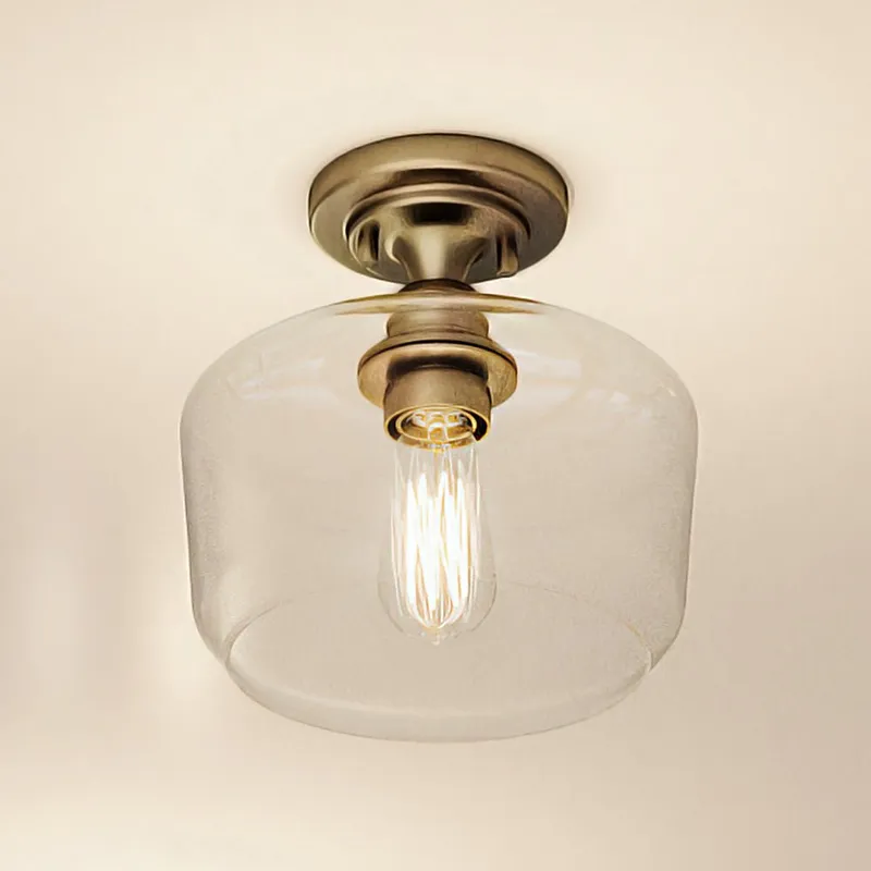 UHP4069 Vintage Ceiling Light 9''H x 9''W, Olde Brass Finish, Hedland Collection — Urban Ambiance LED Post Top Lights 60.0W 3000K