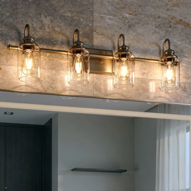 UHP4068 Vintage Bath Light 9.875''H x 32.25''W, Olde Brass Finish, Hedland Collection — Urban Ambiance LED Linear Lights 60.0W 3000K