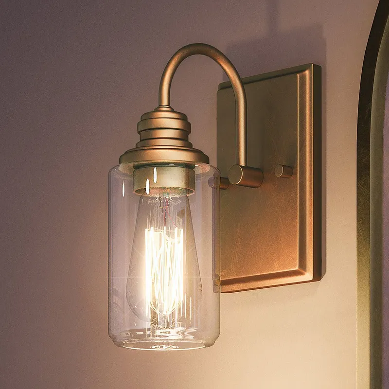 UHP4065 Vintage Wall Sconce 9.875''H x 4.5''W, Olde Brass Finish, Hedland Collection — Urban Ambiance LED Wall Lights 60.0W 3000K