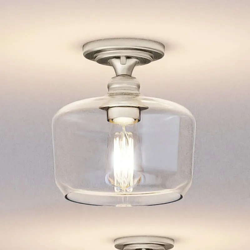 UHP4064 Vintage Ceiling Light 9''H x 9''W, Brushed Nickel Finish, Hedland Collection — Urban Ambiance LED Post Top Lights 60.0W 3000K