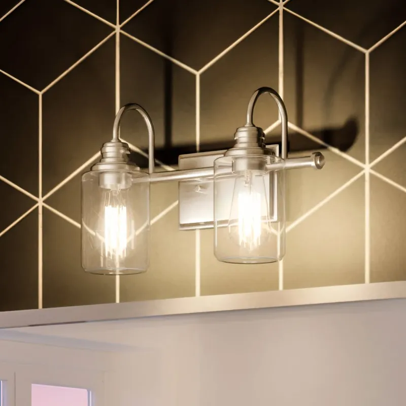 UHP4061 Vintage Bath Light 9.875''H x 14.625''W, Brushed Nickel Finish, Hedland Collection — Urban Ambiance LED Linear Lights 60.0W 3000K