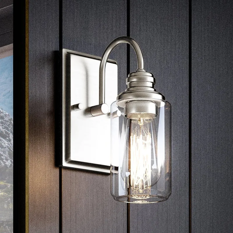 UHP4060 Vintage Wall Sconce 9.875''H x 4.5''W, Brushed Nickel Finish, Hedland Collection — Urban Ambiance LED Wall Lights 60.0W 3000K