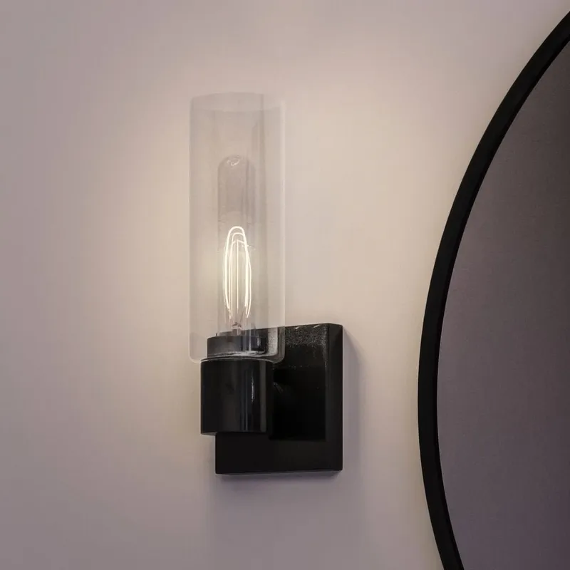 UHP4057 Cosmopolitan Wall Sconce 12.625''H x 5''W, Midnight Black Finish, Tustin Collection — Urban Ambiance LED Wall Lights 60.0W 3000K