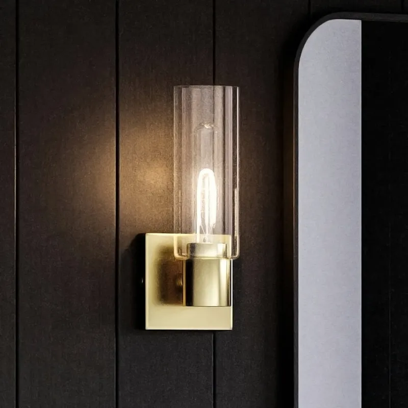 UHP4055 Cosmopolitan Wall Sconce 12.625''H x 5''W, Satin Gold Finish, Tustin Collection — Urban Ambiance LED Wall Lights 60.0W 3000K