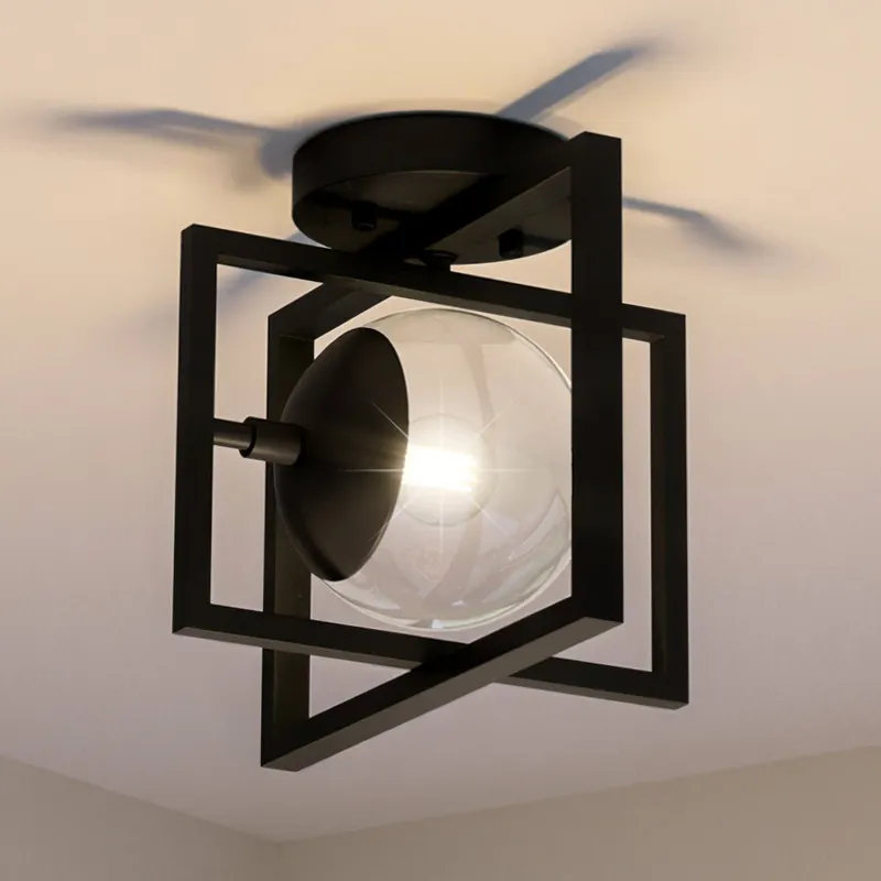 UHP4021 Minimalist Ceiling Light 9.75''H x 12''W, Midnight Black Finish, Singleton Collection — Urban Ambiance LED Post Top Lights 60.0W 3000K