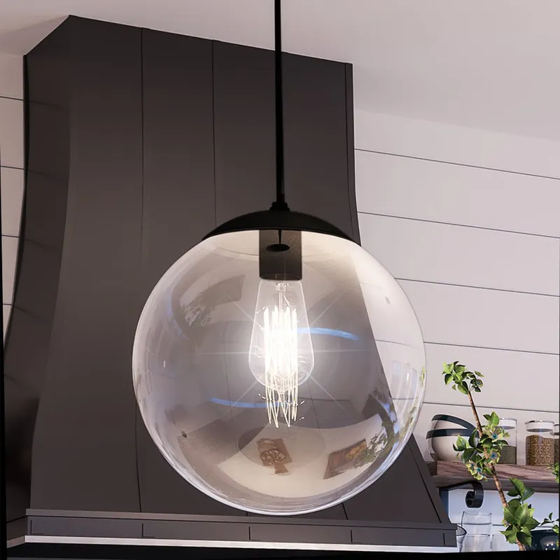 UHP4018 Minimalist Pendant 12.5''H x 12''W, Midnight Black Finish, Canton Collection — Urban Ambiance LED Landscape Lights 60.0W 3000K