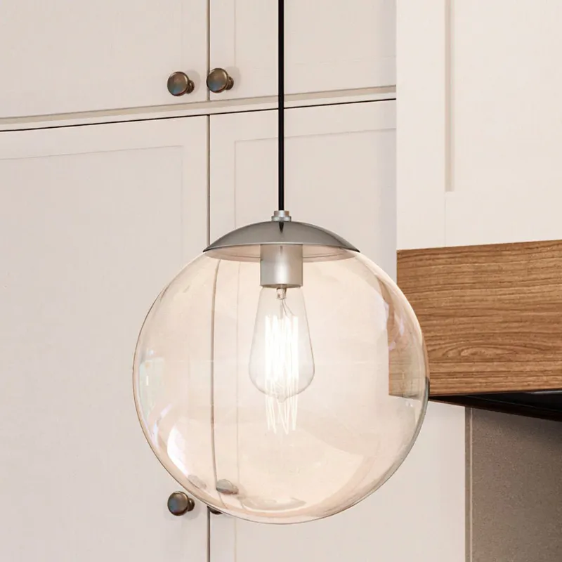 UHP4016 Minimalist Pendant 12.5''H x 12''W, Brushed Nickel Finish, Canton Collection — Urban Ambiance LED Landscape Lights 60.0W 3000K