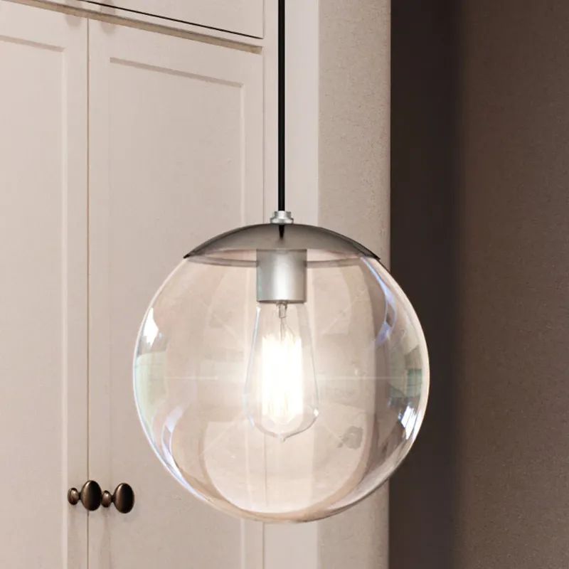 UHP4013 Minimalist Pendant 10.5''H x 10''W, Brushed Nickel Finish, Canton Collection — Urban Ambiance LED Landscape Lights 60.0W 3000K