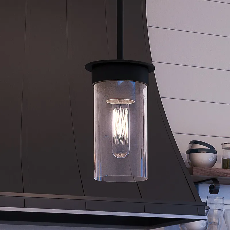 UHP3988 New Traditional Pendant 8.875''H x 5''W, Midnight Black Finish, Griffith Collection — Urban Ambiance LED Landscape Lights 60.0W 3000K