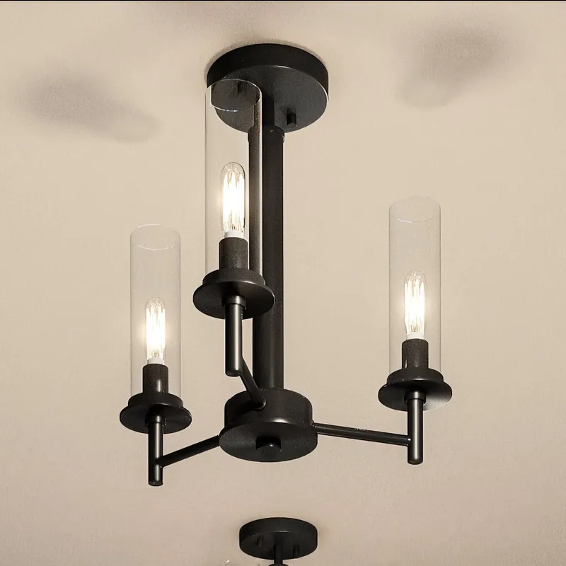UHP3987 New Traditional Chandelier 14''H x 16''W, Midnight Black Finish, Griffith Collection — Urban Ambiance LED Landscape Lights 60.0W 3000K
