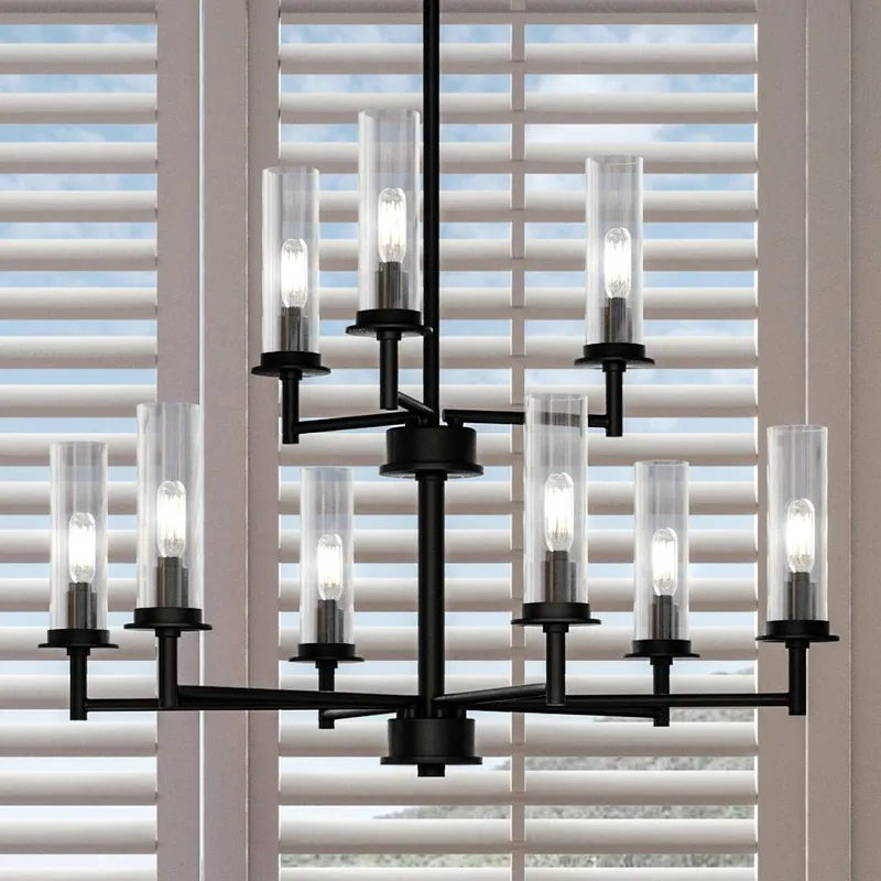 UHP3985 New Traditional Chandelier 34.25''H x 28''W, Midnight Black Finish, Griffith Collection — Urban Ambiance LED Landscape Lights 60.0W 3000K