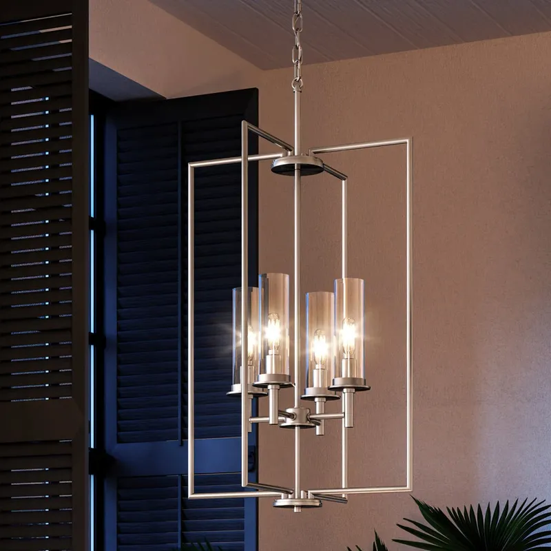 UHP3984 New Traditional Chandelier 31.75''H x 18''W, Brushed Nickel Finish, Griffith Collection — Urban Ambiance LED Landscape Lights 60.0W 3000K