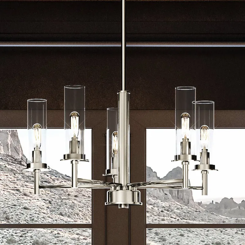 UHP3981 New Traditional Chandelier 24.375''H x 23''W, Brushed Nickel Finish, Griffith Collection — Urban Ambiance LED Landscape Lights 60.0W 3000K