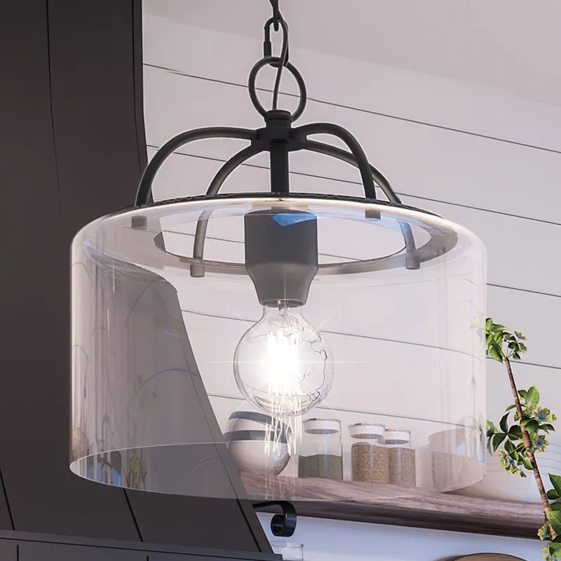 UHP3977 Modern Farmhouse Pendant 13''H x 13''W, Midnight Black Finish, Armidale Collection — Urban Ambiance LED Landscape Lights 60.0W 3000K