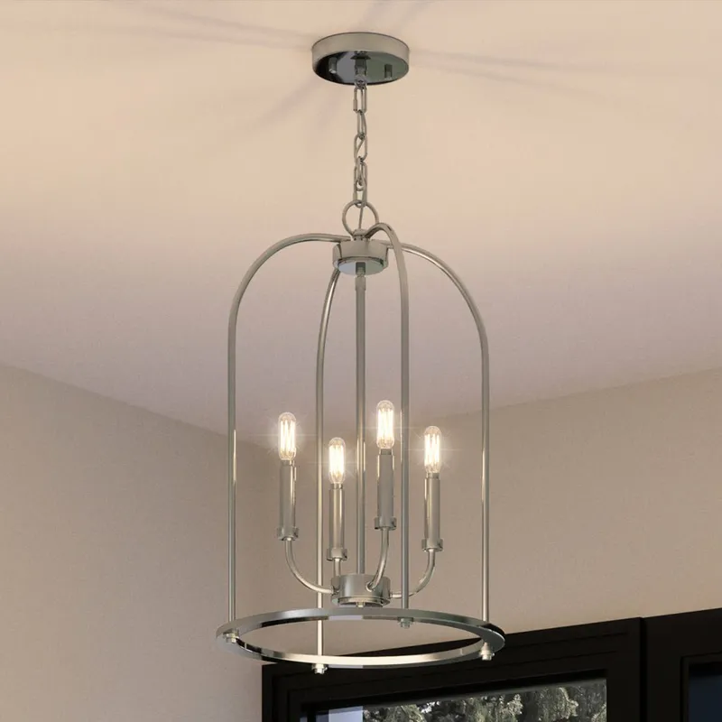 UHP3973 Modern Farmhouse Chandelier 23''H x 15''W, Brushed Nickel Finish, Armidale Collection — Urban Ambiance LED Landscape Lights 60.0W 3000K
