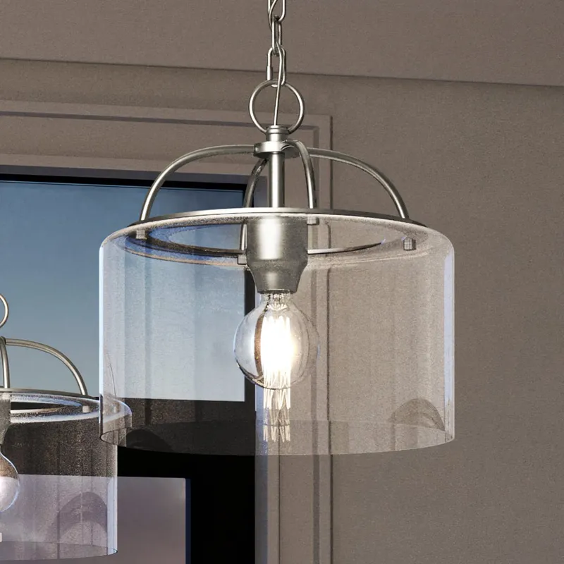 UHP3972 Modern Farmhouse Pendant 13''H x 13''W, Brushed Nickel Finish, Armidale Collection — Urban Ambiance LED Landscape Lights 60.0W 3000K