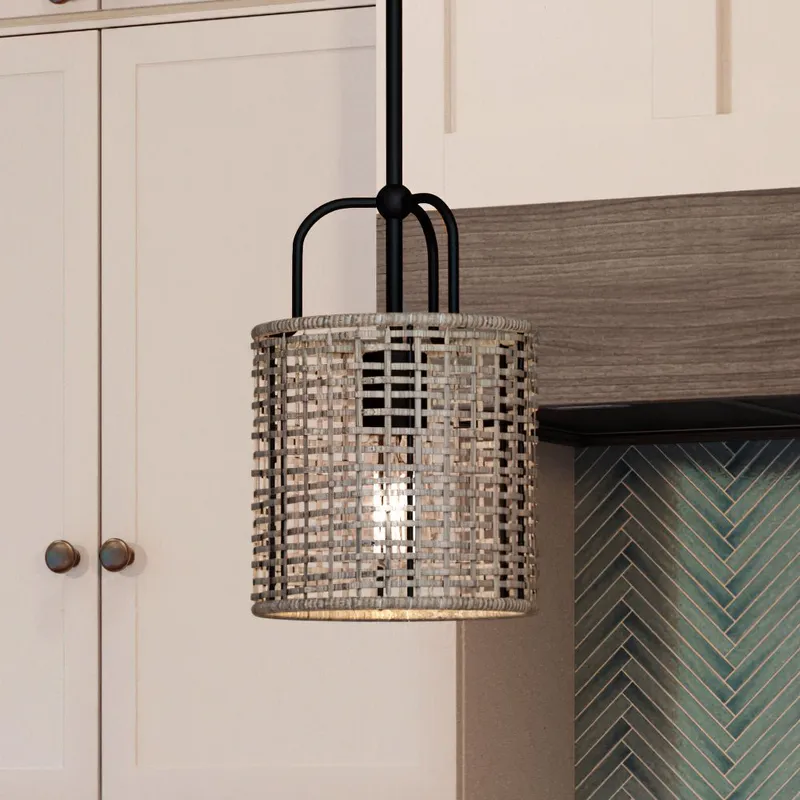 UHP3962 Bohemian Pendant 12.625''H x 8''W, Midnight Black Finish, Taree Collection — Urban Ambiance LED Landscape Lights 60.0W 3000K