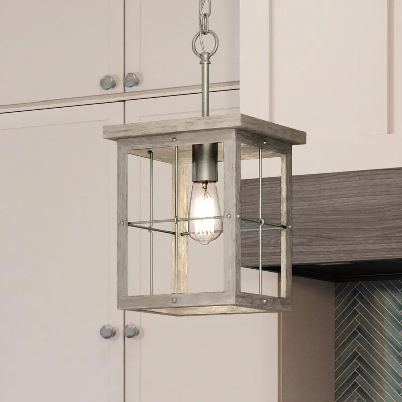 UHP3952 Modern Farmhouse Pendant 19.375''H x 10.375''W, Brushed Nickel Finish, Ballina Collection — Urban Ambiance LED Landscape Lights 60.0W 3000K