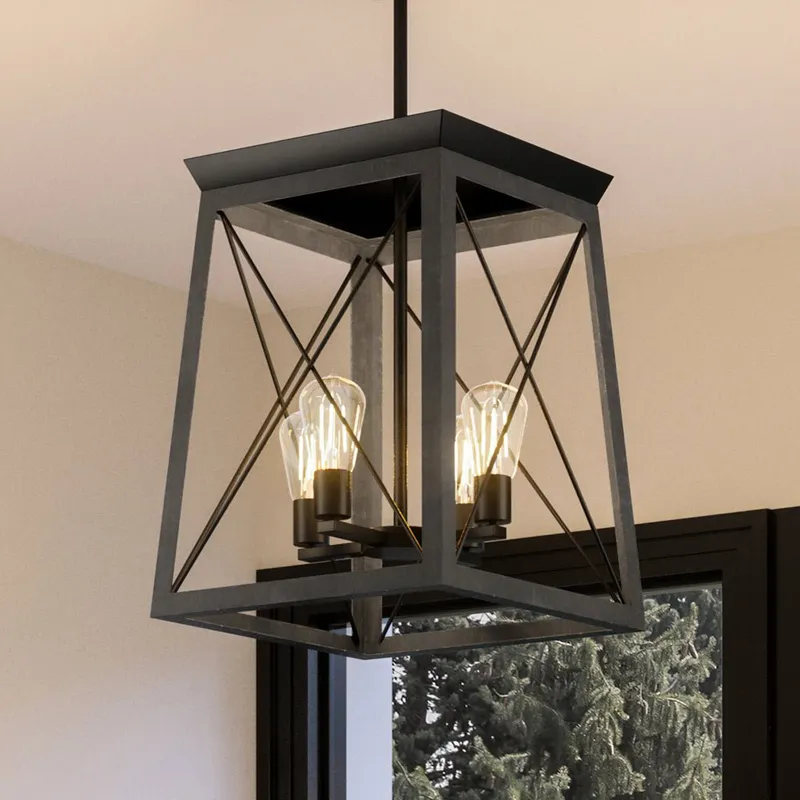 UHP3921 Industrial Chandelier 21''H x 15.5''W, Midnight Black Finish, Berkeley Collection — Urban Ambiance LED Landscape Lights 60.0W 3000K