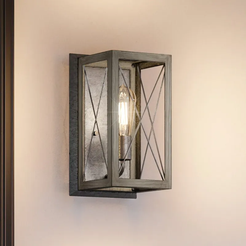 UHP3918 Industrial Wall Sconce 12''H x 6.875''W, Galvanized Steel Finish, Berkeley Collection — Urban Ambiance LED Wall Lights 100.0W 3000K
