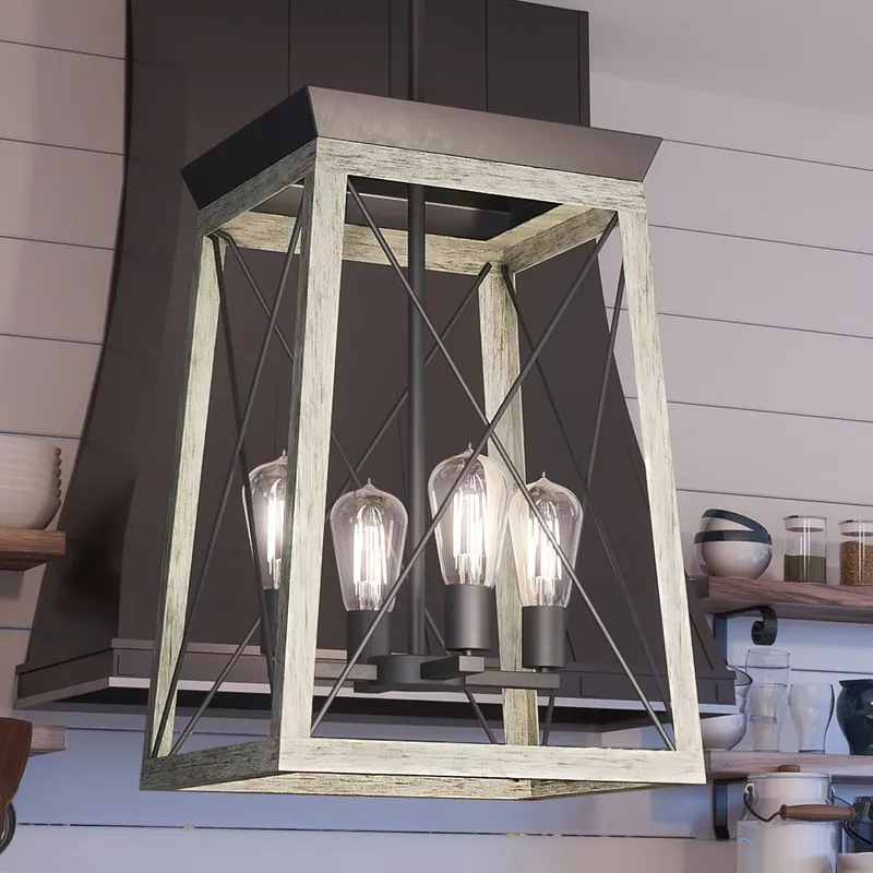 UHP3907 Industrial Chandelier 20.125''H x 15.5''W, Charcoal Finish, Berkeley Collection — Urban Ambiance LED Landscape Lights 60.0W 3000K