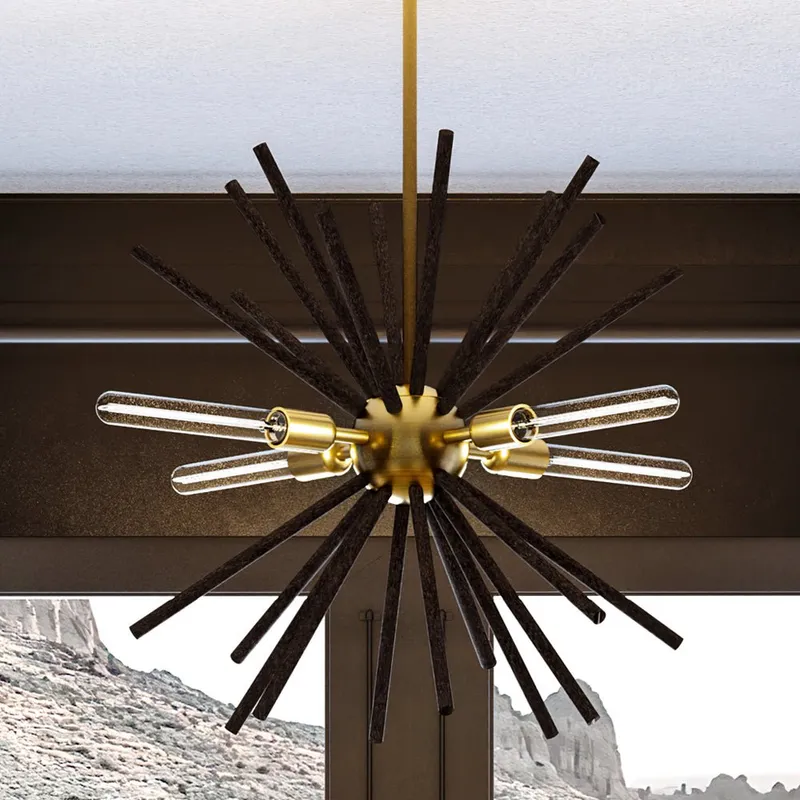UHP3881 Mid-Century Modern Chandelier 23.875''H x 27.625''W, Satin Gold Finish, Lismore Collection — Urban Ambiance LED Landscape Lights 60.0W 3000K