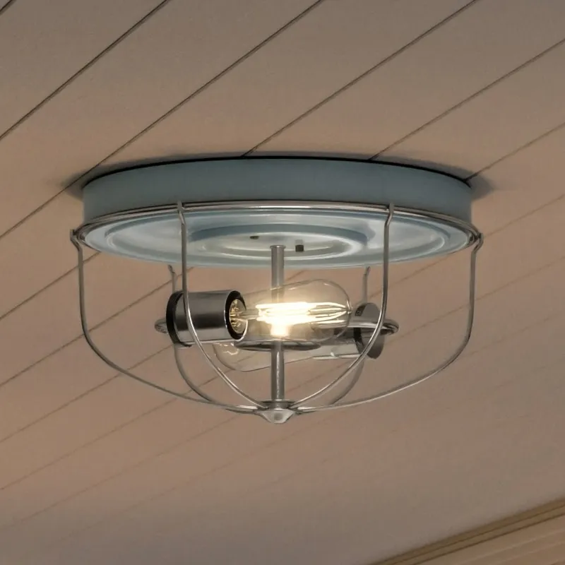 UHP1431 Farmhouse Outdoor Ceiling Light 7.875''H x 14.5''W, Gray Blue Finish, Kenner Collection — Urban Ambiance LED Post Top Lights 60.0W 3000K