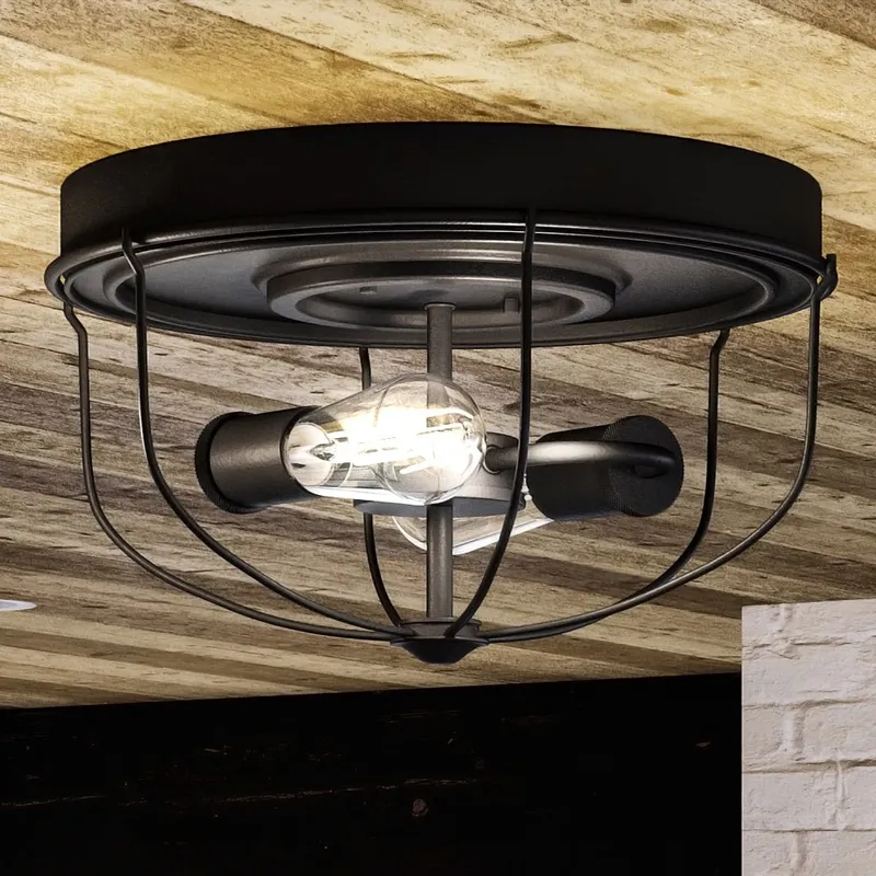 UHP1430 Farmhouse Outdoor Ceiling Light 7.875''H x 14.5''W, Charcoal Finish, Kenner Collection — Urban Ambiance LED Post Top Lights 60.0W 3000K