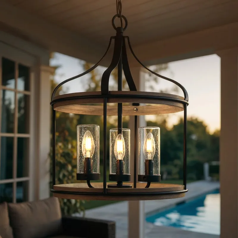 UHP1421 Farmhouse Outdoor Pendant 20.625''H x 16''W, Midnight Black Finish, Gilbert Collection — Urban Ambiance LED Landscape Lights 60.0W 3000K