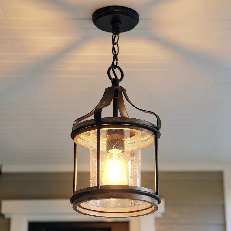UHP1420 Farmhouse Outdoor Pendant 15''H x 10''W, Midnight Black Finish, Gilbert Collection — Urban Ambiance LED Landscape Lights 100.0W 3000K