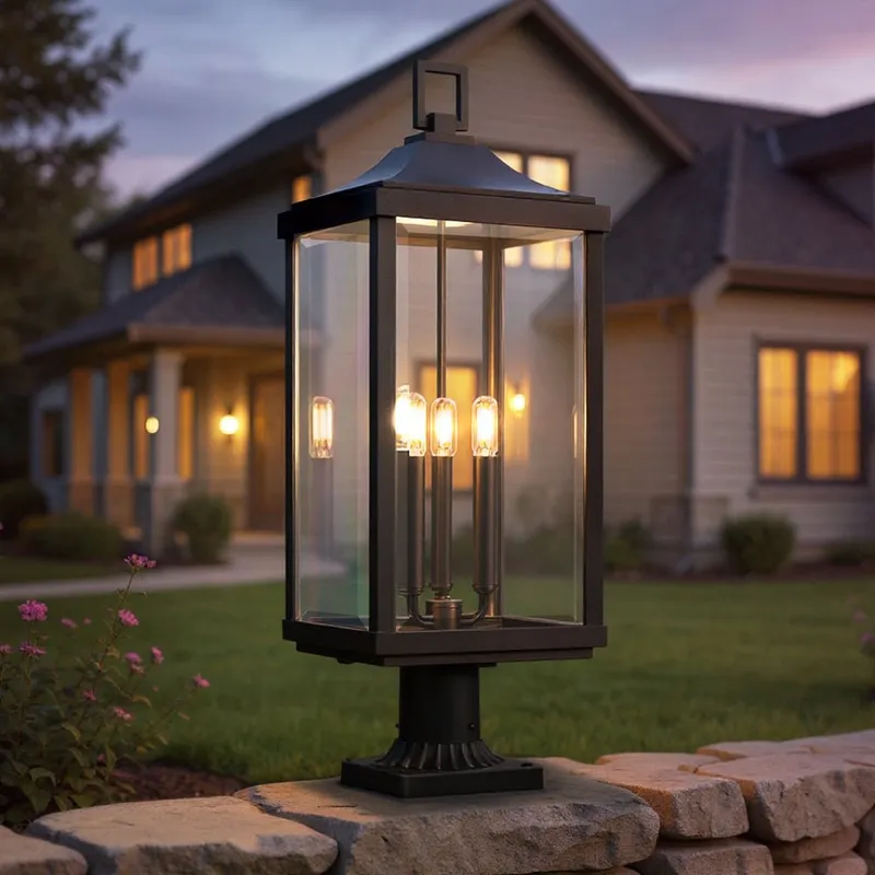 UHP1400 Farmhouse Outdoor Post Light 26.875''H x 9.5''W, Midnight Black Finish, Calderdale Collection — Urban Ambiance LED Lighting Controls 60.0W 3000K