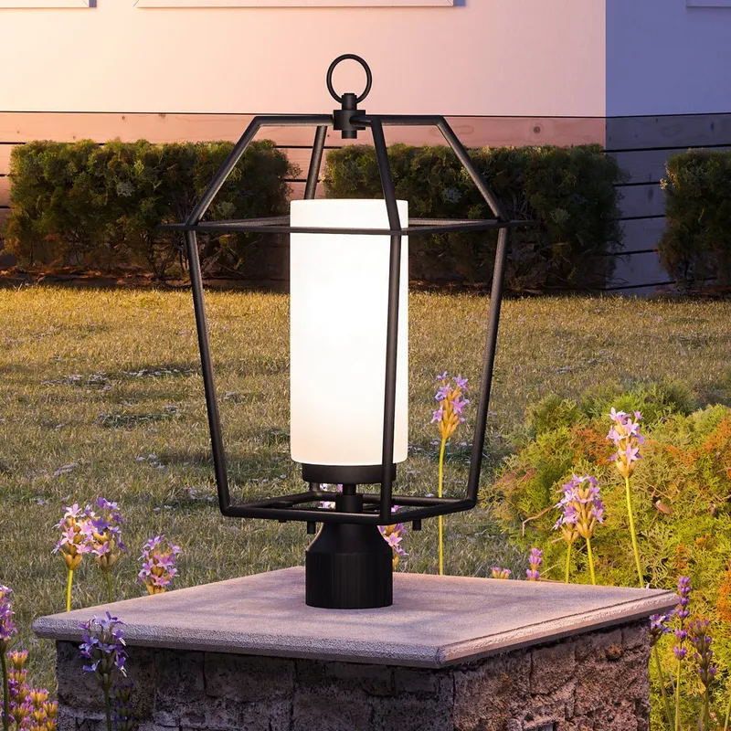 UHP1394 Minimalist Outdoor Post Light 21.125''H x 11''W, Midnight Black Finish, Chandler Collection — Urban Ambiance LED Lighting Controls 100.0W 3000K