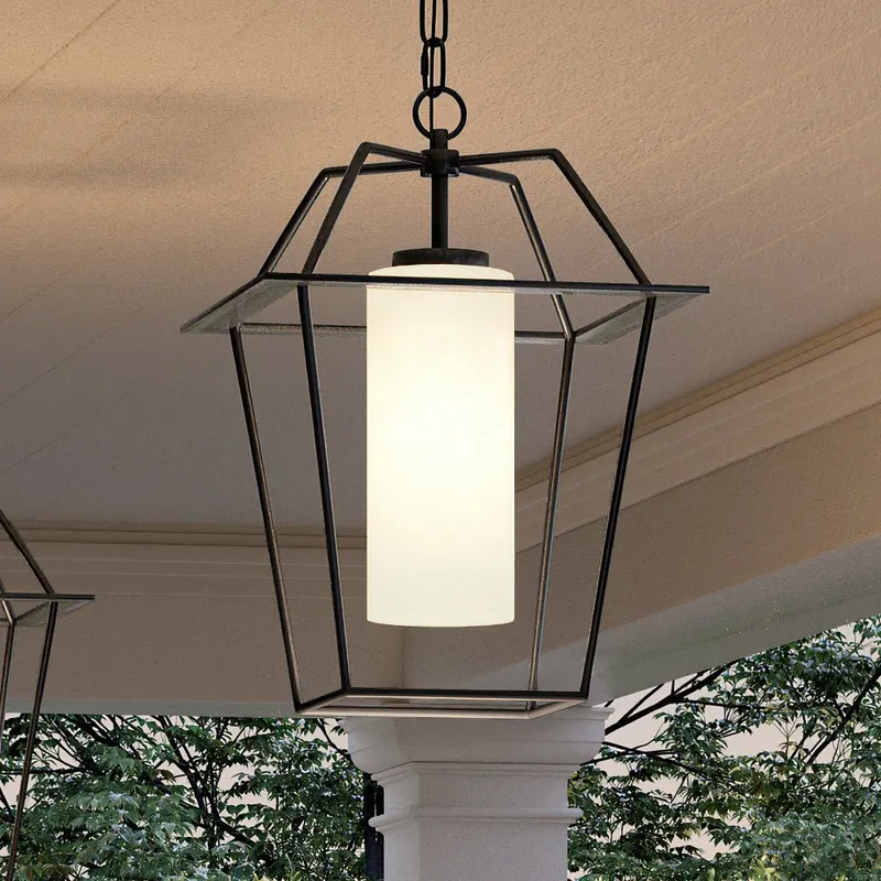 UHP1393 Minimalist Outdoor Pendant 17.5''H x 11''W, Midnight Black Finish, Chandler Collection — Urban Ambiance LED Landscape Lights 100.0W 3000K