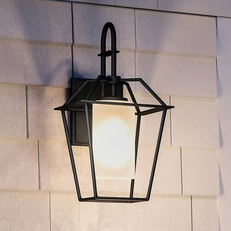 UHP1390 Minimalist Outdoor Wall Sconce 14.875''H x 7.5''W, Midnight Black Finish, Chandler Collection — Urban Ambiance LED Wall Lights 60.0W 3000K