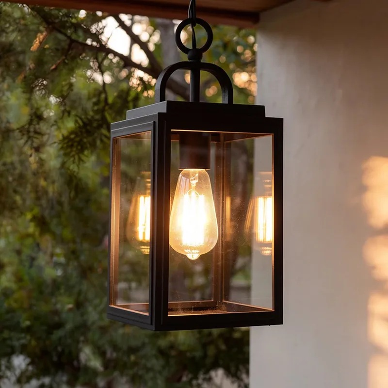 UHP1388 Farmhouse Outdoor Pendant 15.375''H x 7''W, Midnight Black Finish, Macon Collection — Urban Ambiance LED Landscape Lights 75.0W 3000K