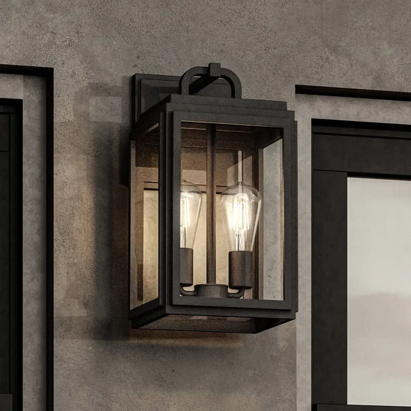 UHP1387 Farmhouse Outdoor Wall Sconce 17''H x 9''W, Midnight Black Finish, Macon Collection — Urban Ambiance LED Wall Lights 60.0W 3000K