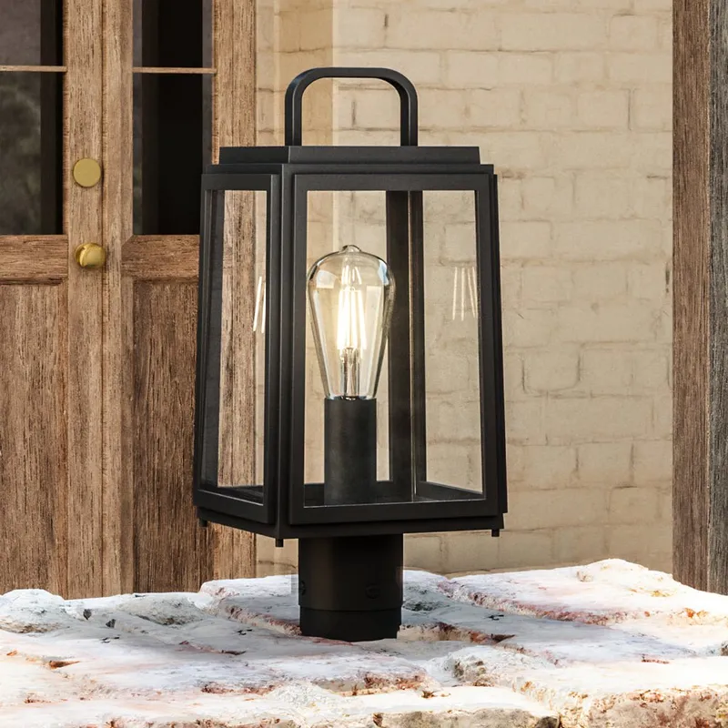 UHP1384 Farmhouse Outdoor Post Light 15.625''H x 7''W, Olde Bronze Finish, Macon Collection — Urban Ambiance LED Lighting Controls 75.0W 3000K