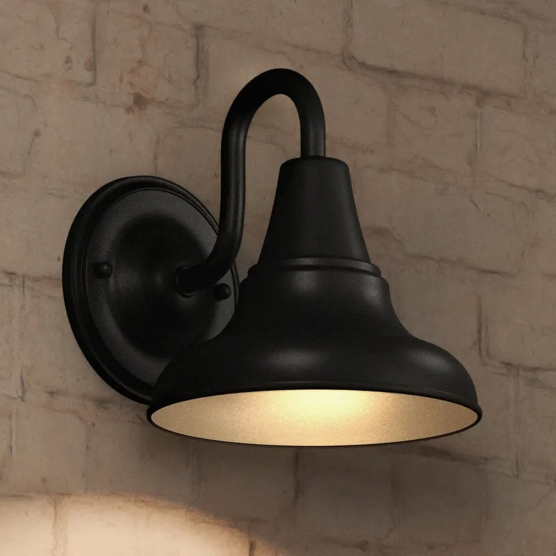UHP1362 Industrial Outdoor Wall Sconce 8.25''H x 8''W, Midnight Black Finish, Pittsburgh Collection — Urban Ambiance LED Wall Lights 100.0W 3000K