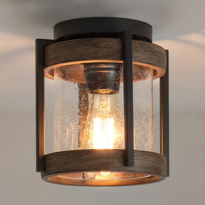UHP1352 Farmhouse Outdoor Ceiling Light 8''H x 7.375''W, Midnight Black Finish, Newark Collection — Urban Ambiance LED Post Top Lights 60.0W 3000K