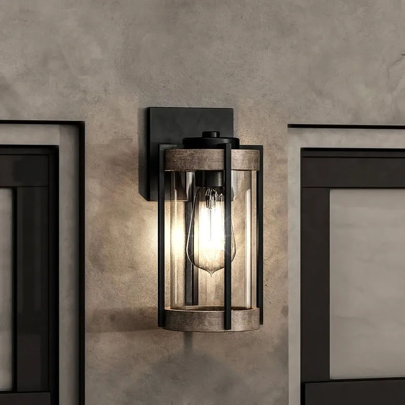 UHP1350 Farmhouse Outdoor Wall Sconce 13''H x 6.375''W, Midnight Black Finish, Newark Collection — Urban Ambiance LED Wall Lights 60.0W 3000K