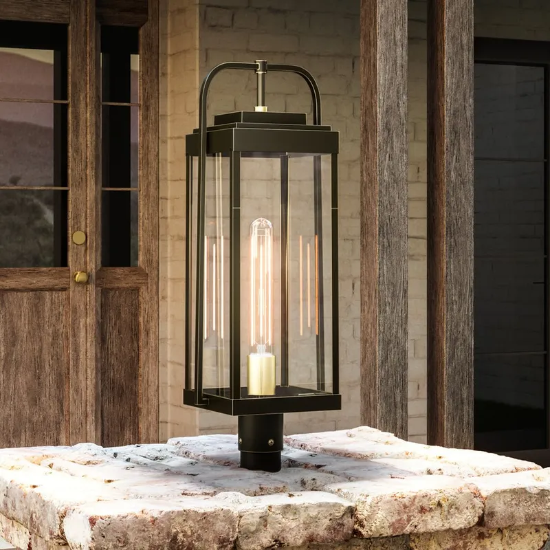 UHP1342 Transitional Outdoor Post Light 21.375''H x 8.25''W, Olde Bronze Finish, Orlando Collection — Urban Ambiance LED Lighting Controls 60.0W 3000K