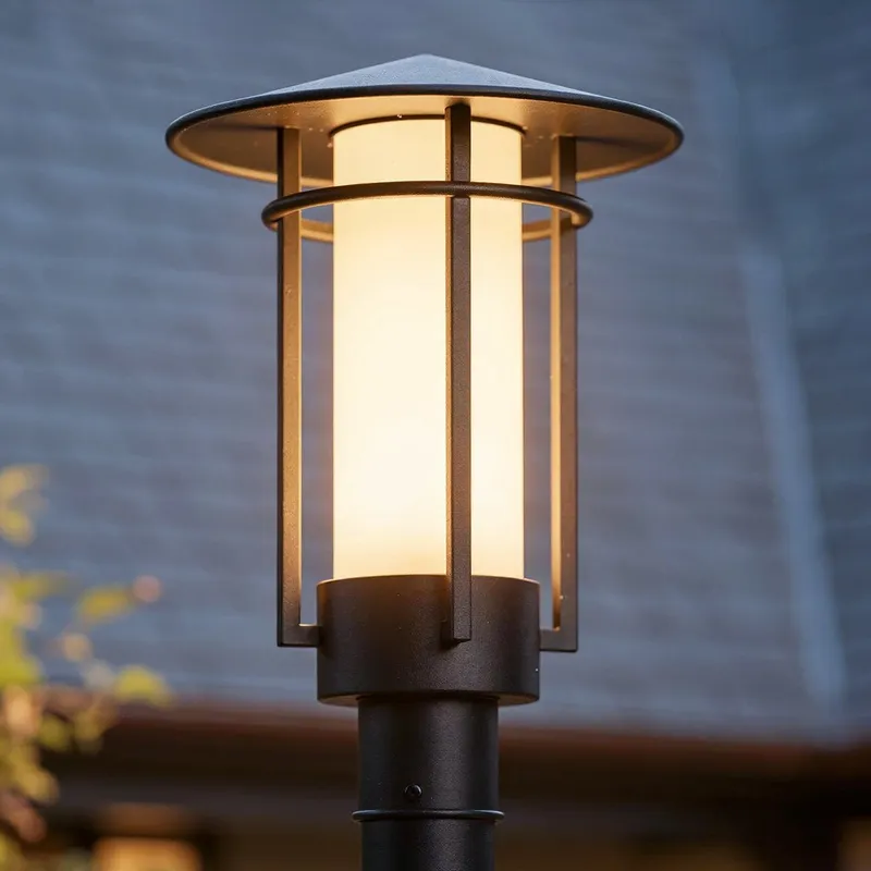 UHP1313 Mid-Century Modern Outdoor Post Light 17.125''H x 11.125''W, Midnight Black Finish, Riverside Collection — Urban Ambiance LED Lighting Controls 100.0W 3000K