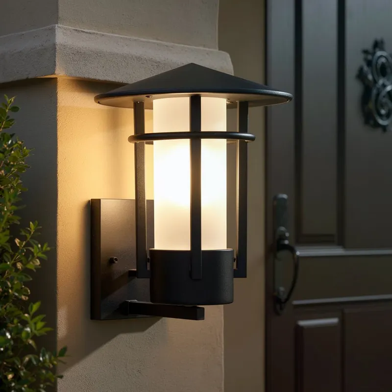 UHP1310 Mid-Century Modern Outdoor Wall Sconce 12''H x 9.125''W, Midnight Black Finish, Riverside Collection — Urban Ambiance LED Wall Lights 100.0W 3000K
