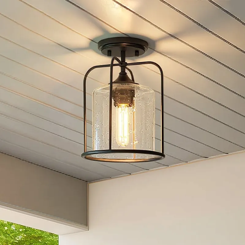 UHP1305 Farmhouse Outdoor Ceiling Light 11.625''H x 8.5''W, Midnight Black Finish, Henderson Collection — Urban Ambiance LED Post Top Lights 60.0W 3000K